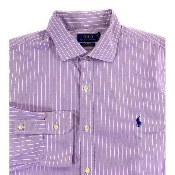 POLO Ralph Lauren Men's SLIM FIT 100% Cotton Stretch Purple Stripe Shirt XL - Picture 1 of 9
